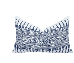 Javanese White Lumbar Pillow - White or Navy