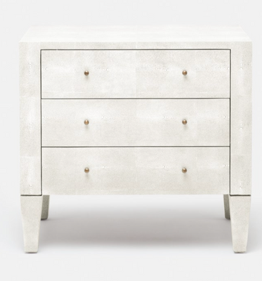 Moonstone Bay Vintage Shagreen Nightstand- Vintage White (Two Sizes)