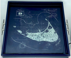 Nantucket Island- Square Navy Chart Tray with Silver Cleat Handles