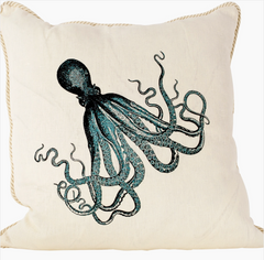 Octopus Aqua Outdoor Pillow