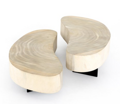 Oyster Cut Bleached Kidney Shaped Coffee Table- 2 pc