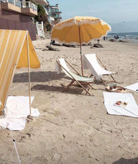 The Premium Beach Tent - Vintage Yellow Stripe Beach 