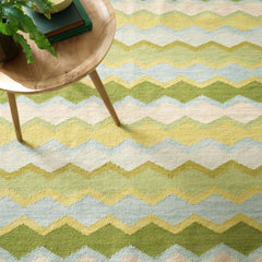 Safety Net Green Woven Wool Rug