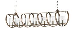 Skillington Seeded Glass & Iron Linear Chandelier - Two Sizes