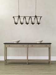 Skillington Seeded Glass & Iron Linear Chandelier - Two Sizes