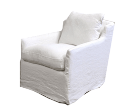 Skipper Belgium White Linen Swivel Slipcovered Chair Swivel/Glider 