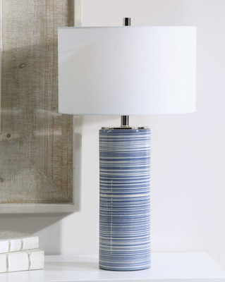 Somerset Indigo Striped Lamp Lamp 