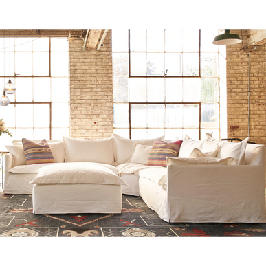 *In Stock* ORGANIC  St. Lucia Sectional & Ottoman in Luna White, GR H