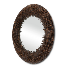 Tambora Dark Wood Bead Mirror