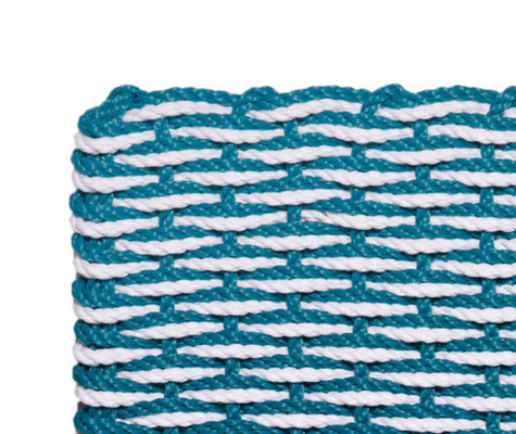 Rope Doormat - Teal & White Wave