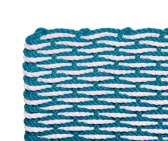 Rope Doormat - Teal & White Wave