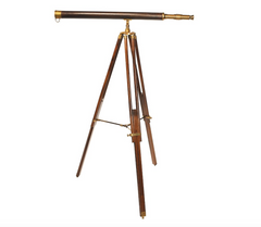 Brass Telescope Mounted on Rosewood Stand
