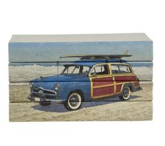 Woodsided Wagon & Surfboard -Image Book Stack